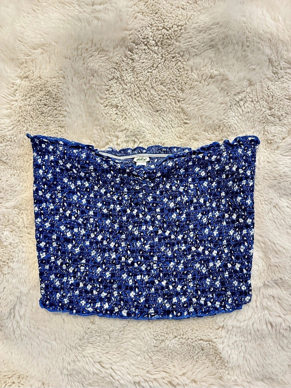 Aerie Blue & White Geometric Tank Top Size Medium